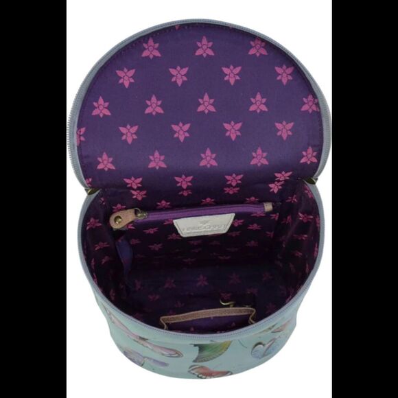 Anuschka Women’s Leather Hand-Painted Bucket Backpack Butterfly Heaven - Picture 3 of 4